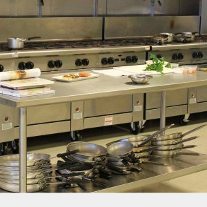 A commercial kitchen prepared for an inspection from the EHO